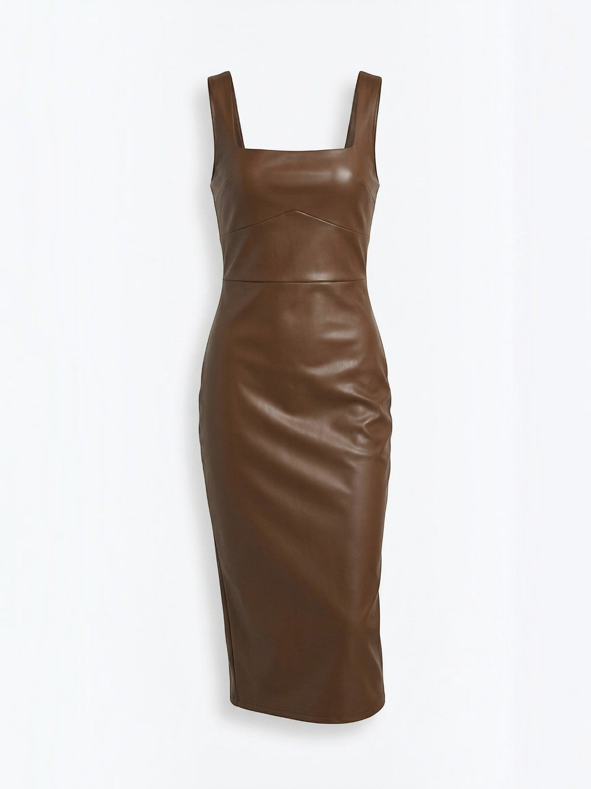 Yvonne Robe Midi Près Du Corps En Similicuir